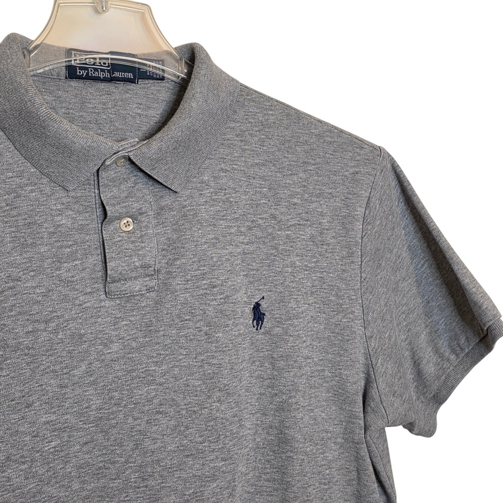 Polo Ralph Lauren Mens Gray Polo Shirt Classic Fit Cotton Casual READ